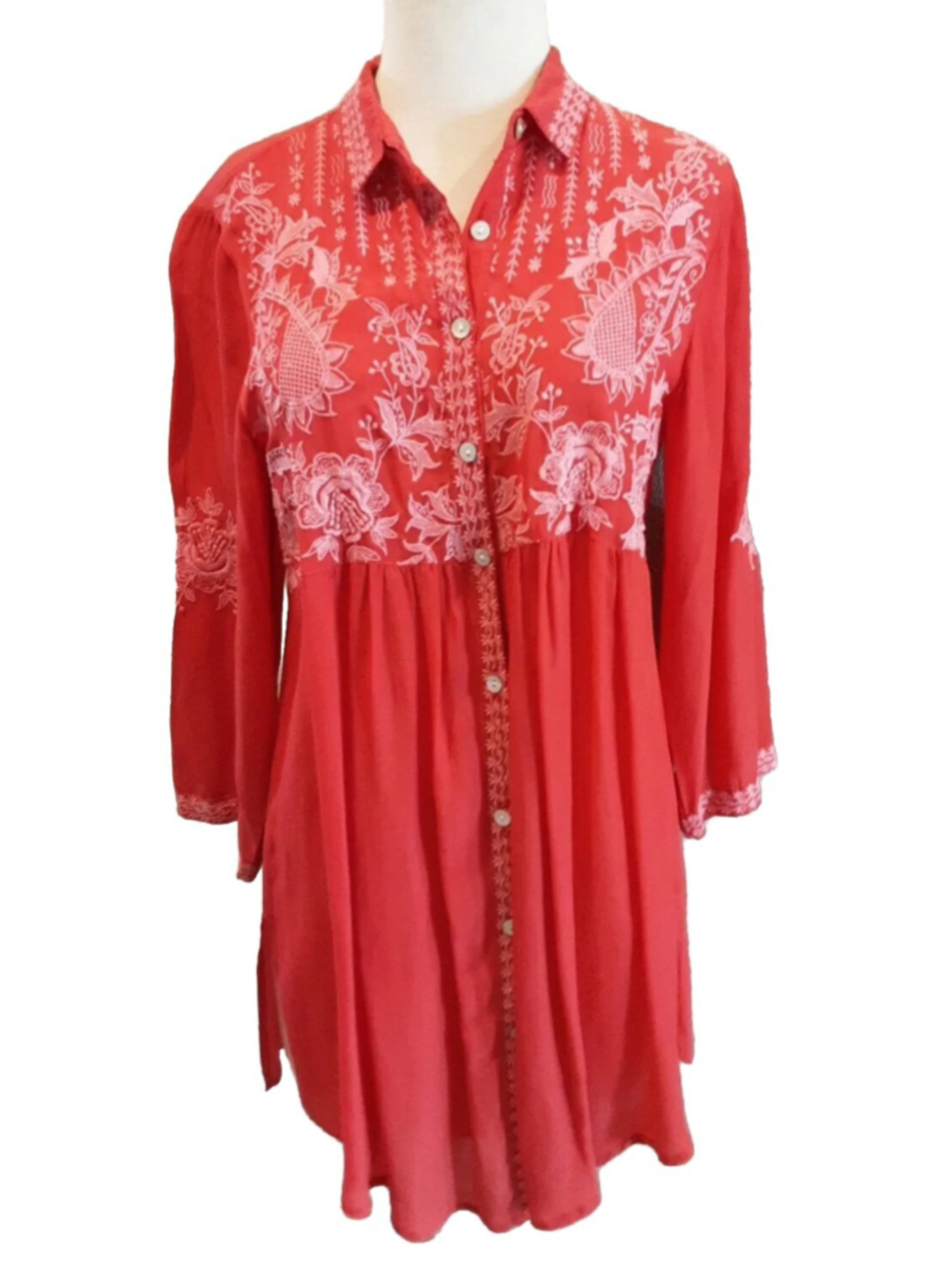 KYLA SEO Pumpkin Spice Embroidered Peasant Top Boutique Luxury Brand Sz S